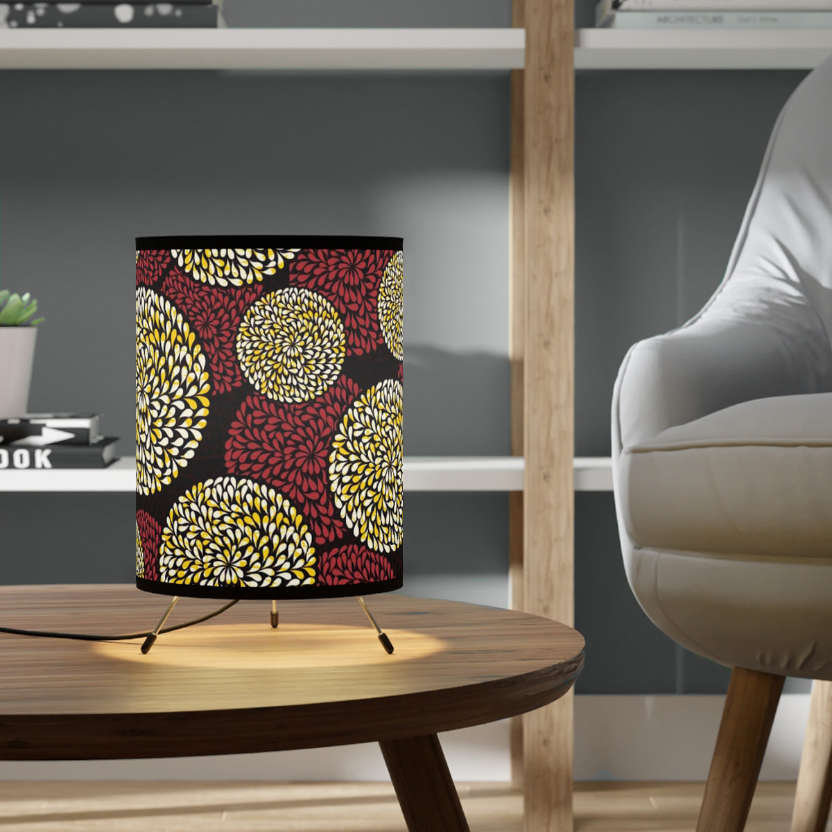 Spiral Leaves Boho Art Print Tripod Lamp Shade