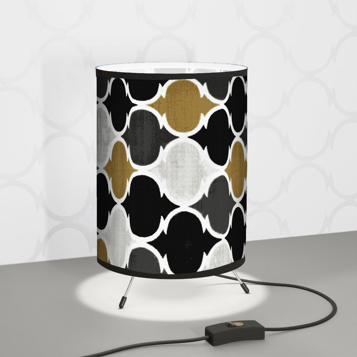 Boho Geometric Print Tripod Lamp Shade