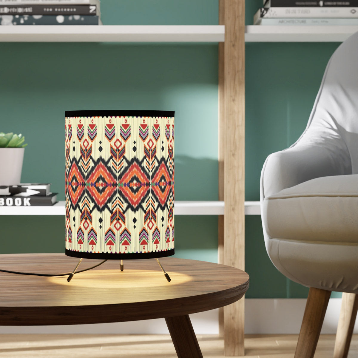 African Tribal Art Print Tripod Lamp Shade